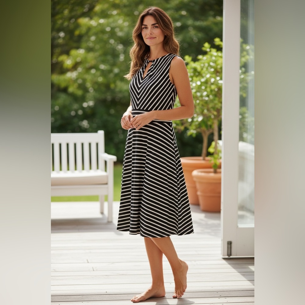 Black and white stripe dress
